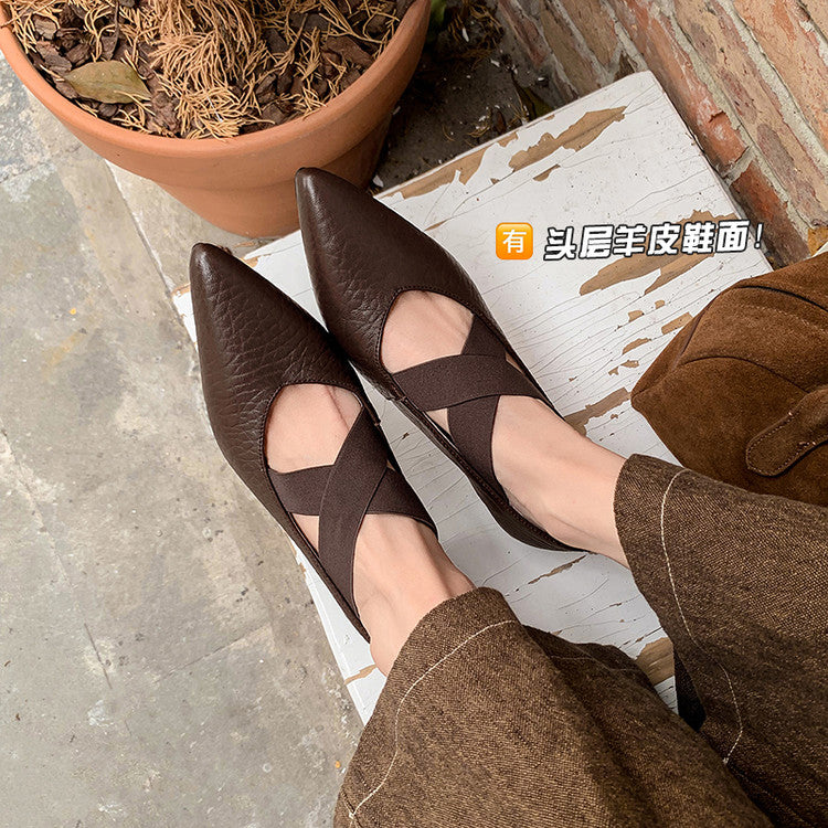 Karin Luna In Stock  Spot Goods  a Large Number of Spot Goods Pointed Toe Cross Strap Hidden Wedge Shoes