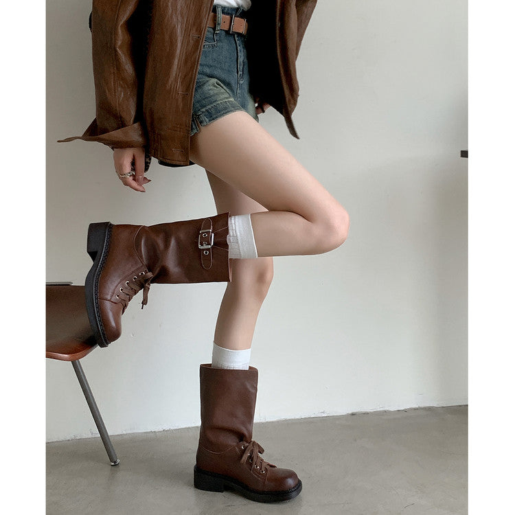 Karin Luna Bestseller Large Tube Thick Sole Martin Boots with Belt Buckle