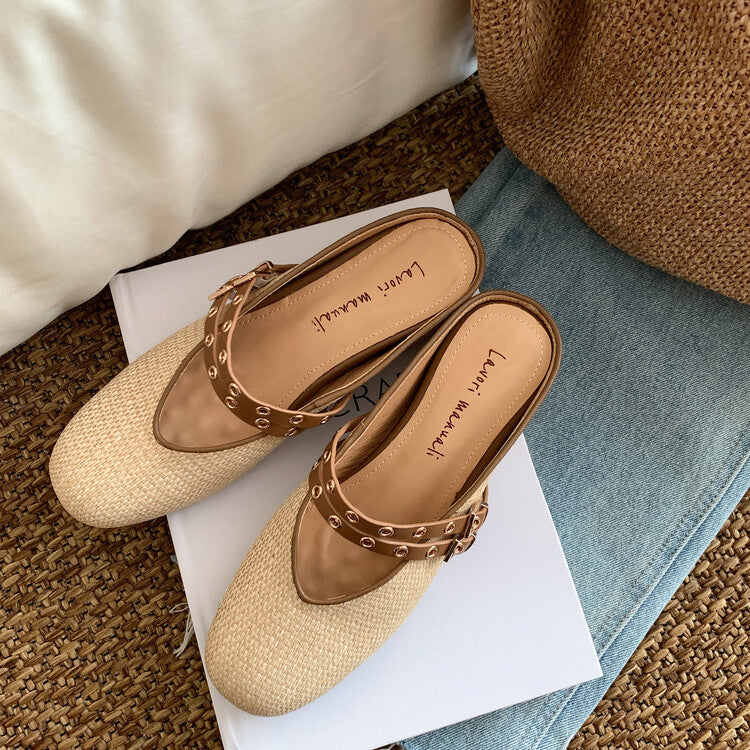 Karin Luna  Closed-Toe Woven Style Height-Increasing Slippers
