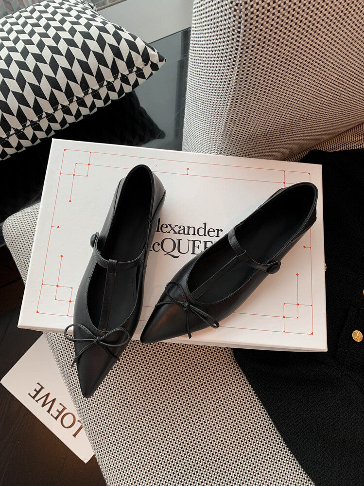 Karin Luna is a perfect Korean drama heroine~French Retro Style Full leather inside and out Pointed Bowknot