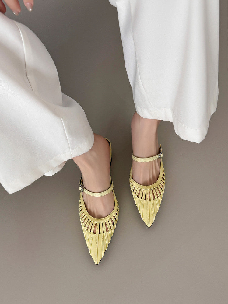 Karin Luna Casual Feel~In stock Pointed Toe Hollow Design Note Pointed Toe Slippers