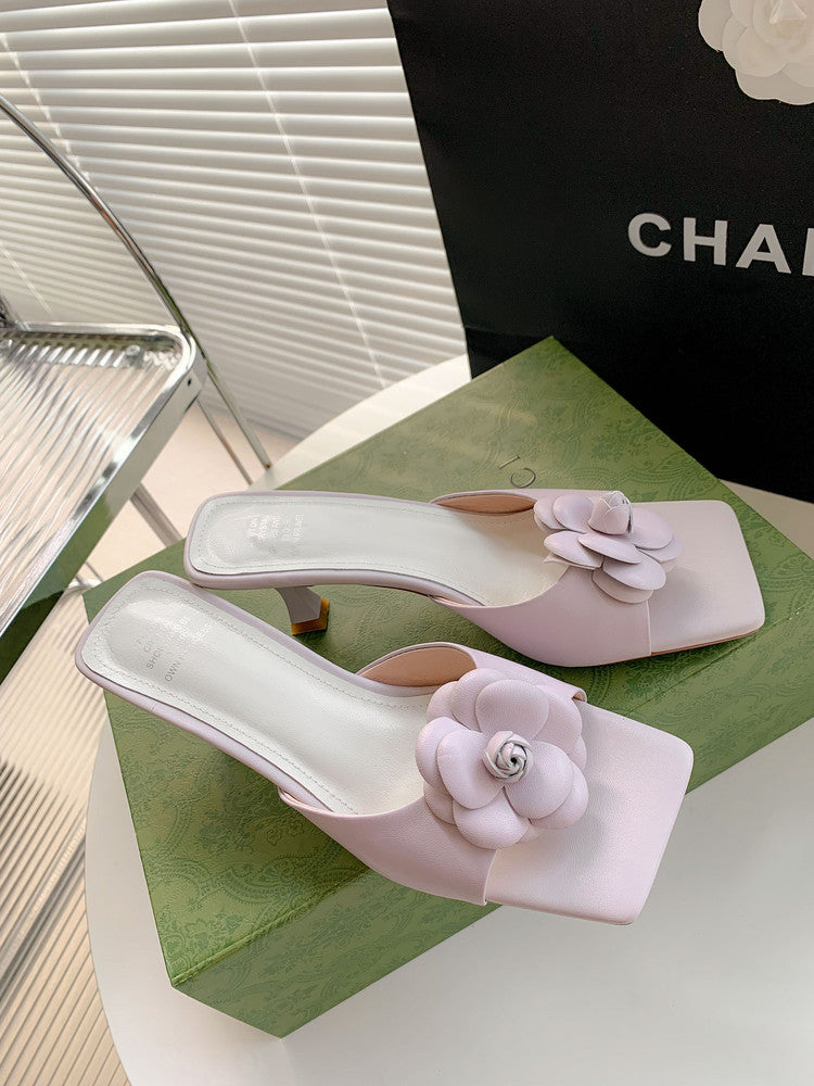 Karin Luna Flower of Wealth in the World~Says purple has a lot of charm Spot Goods Spot Goods  Three-Dimensional Camellia Elegant Sandals