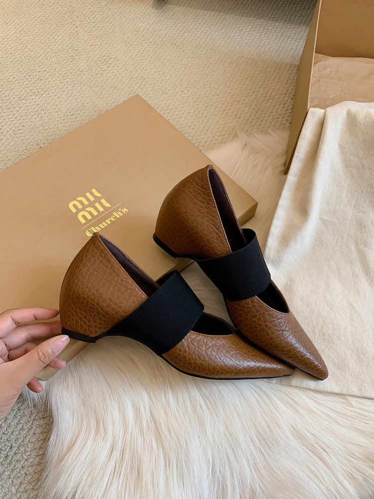 Karin Luna  Popular Pointed Toe Hidden Heel Strap Single Shoes