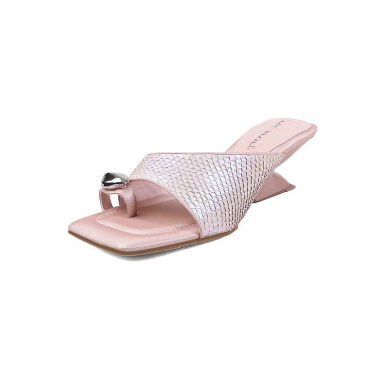 Karin Luna Fish Skin Series~Minimalist Square Toe Popular Irregular Heel Slippers