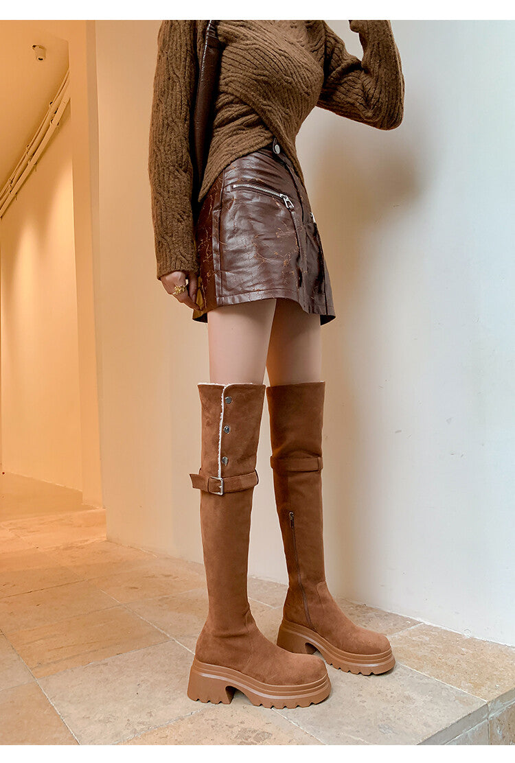 Karin Luna has prepared stock  Main Push Main Push  Hot-selling Large Sole Self-flowing Foldable Round Toe Over-the-Knee Boots