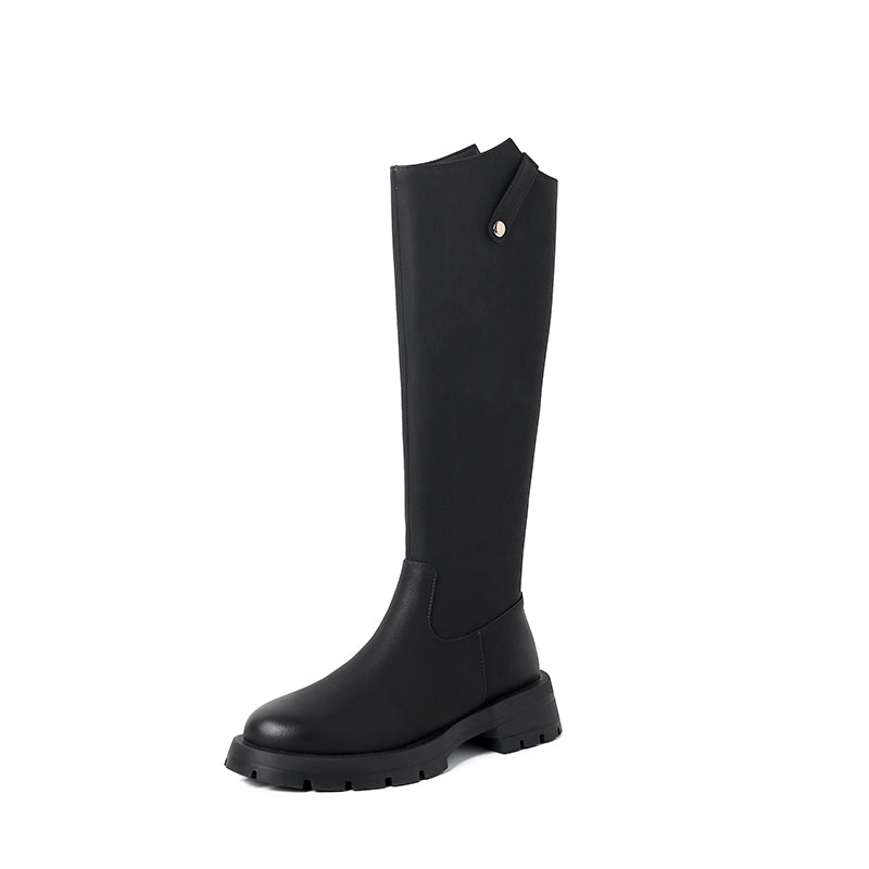 Karin Luna In Stock Versatile Round-Toe Thick-Soled Long Boots