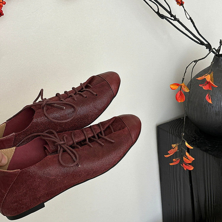 Karin Luna In Stock In Stock   Xiaohongshu Hot-Selling Lace-Up Round-Toe Deep Mouth Single Shoes
