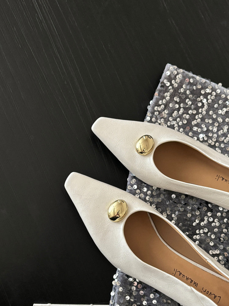 Karin Luna In Stock In Stock ~Basic Versatile French Style Small Square Toe Shallow Mouth Single Shoes