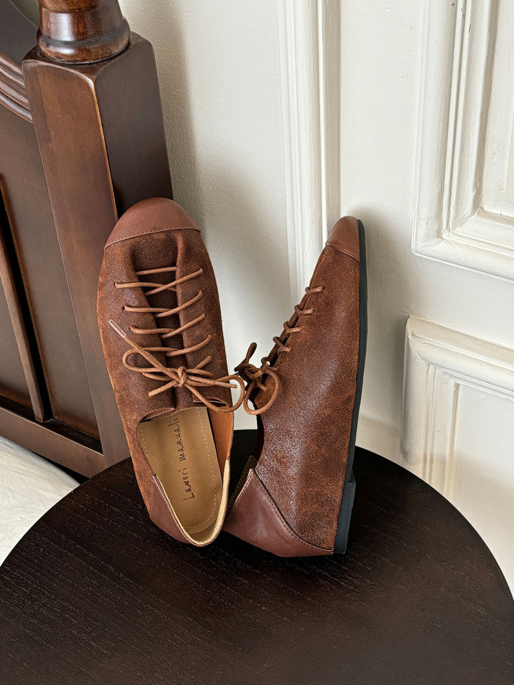 Karin Luna In Stock In Stock   Xiaohongshu Hot-Selling Lace-Up Round-Toe Deep Mouth Single Shoes