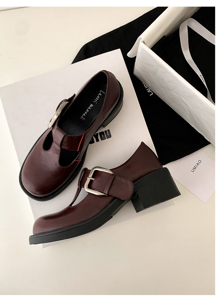Karin Luna In Stock Spot Goods round Head t Round Toe British Style Single Shoes
