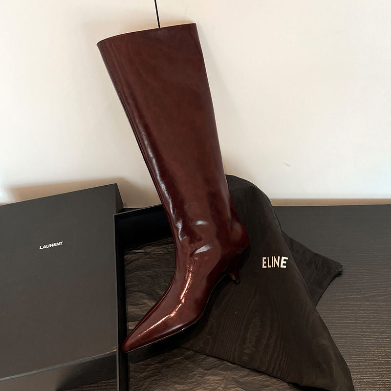 Karin Luna In Stock In Stock    Stunning Elegant Style Kitten Heel Straight Long Boots
