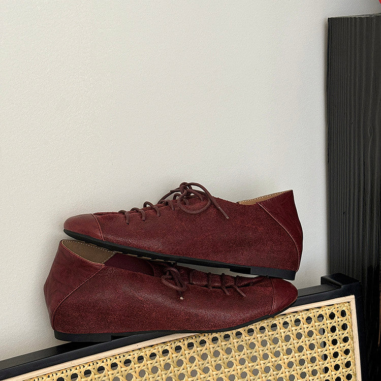 Karin Luna In Stock In Stock   Xiaohongshu Hot-Selling Lace-Up Round-Toe Deep Mouth Single Shoes