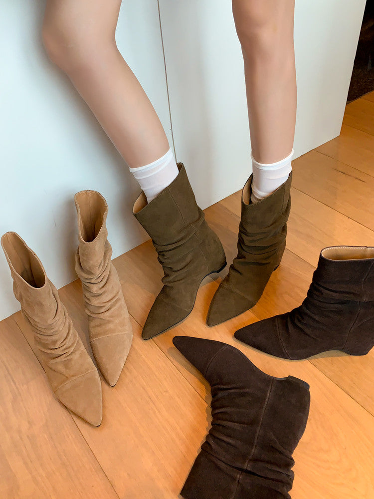 Karin Luna Data Hot Item Pointed Toe Slouchy Matte Western Ankle Boots