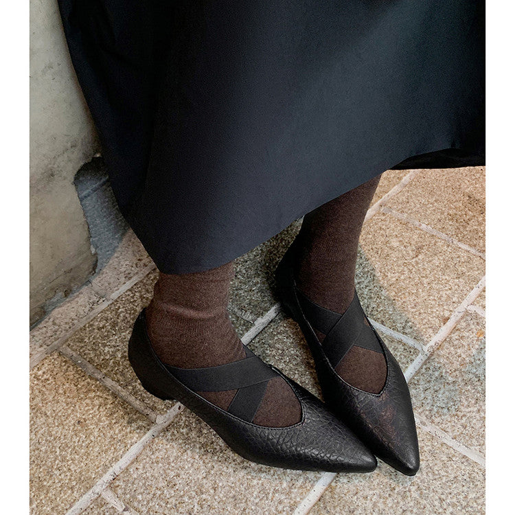 Karin Luna In Stock  Spot Goods  a Large Number of Spot Goods Pointed Toe Cross Strap Hidden Wedge Shoes