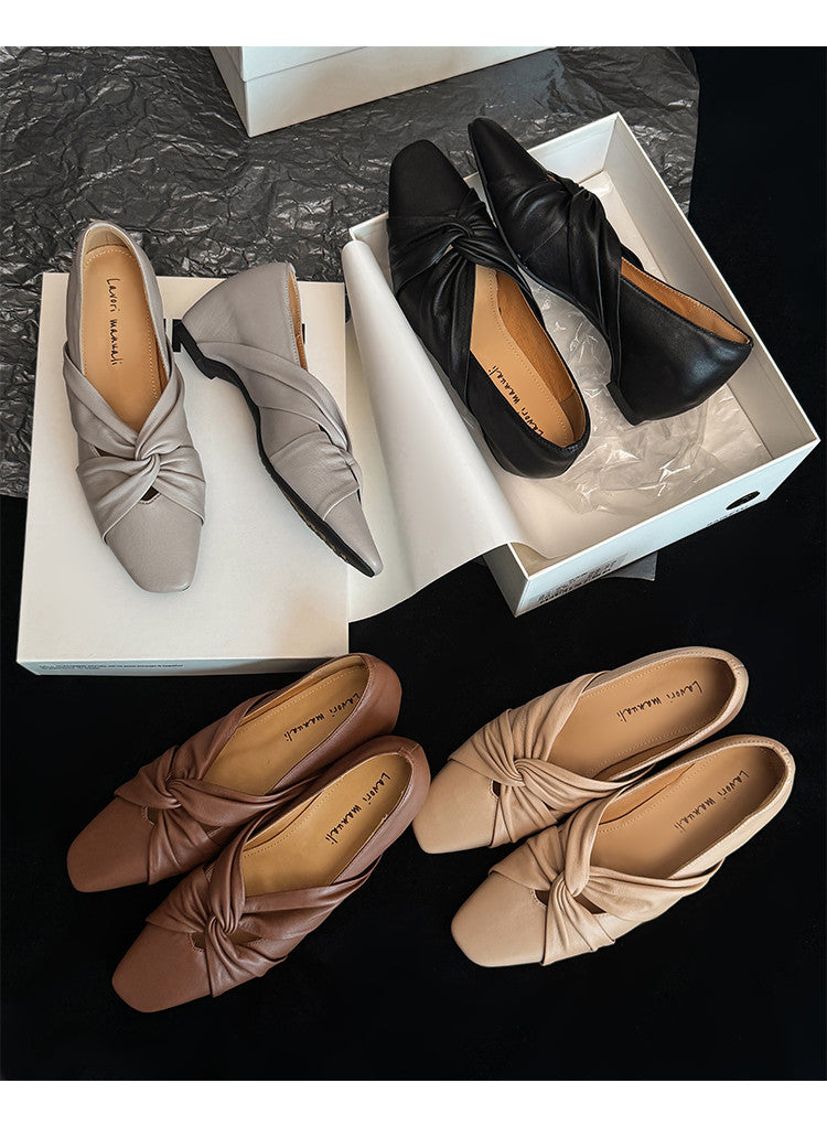 Karin Luna Cross Design Square Toe Hidden Wedge Shoes