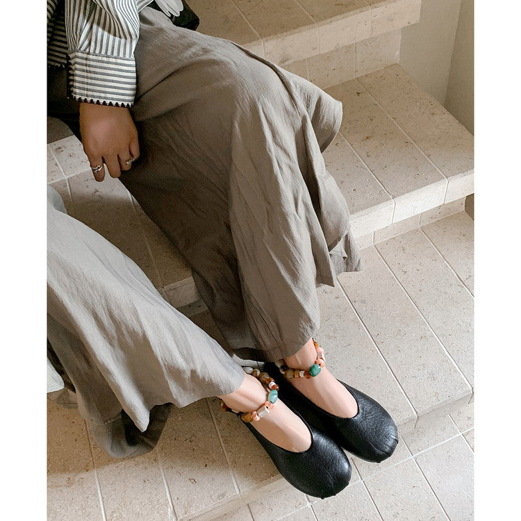 Karin Luna Full Layer Inside and Out~Elephant Pattern Round Toe Hidden Wedge Granny Shoes