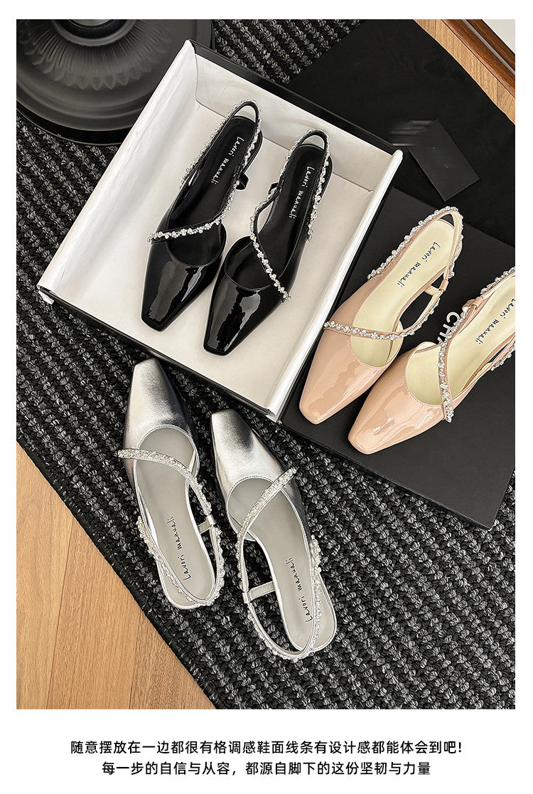 Karin Luna In Stock In Stock  Fresh Summer Vibes  Rhinestone Small Square Toe Elegant Closed-Toe Sandals