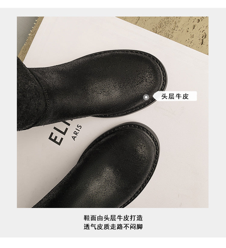 Karin Luna In Stock Spot Goods   Heavy-duty Edition Highly Consuming Material Round Toe Long Boots