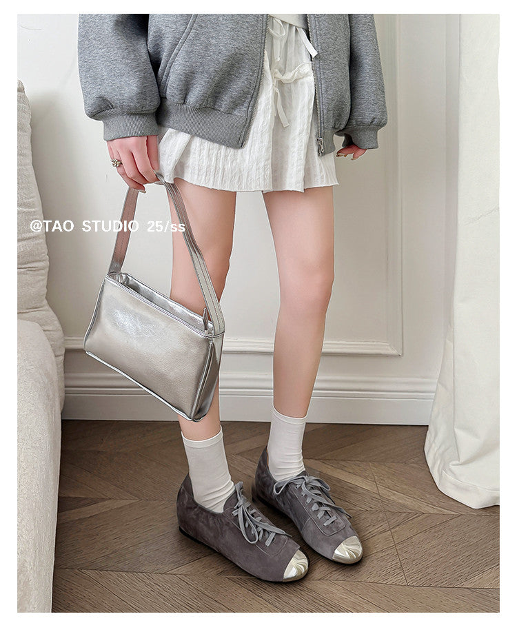 Karin Luna In Stock In Stock  High-end Metal Toe Lace-up Flats