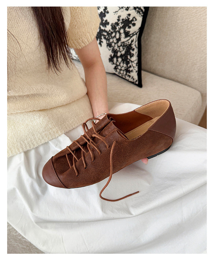 Karin Luna In Stock In Stock   Xiaohongshu Hot-Selling Lace-Up Round-Toe Deep Mouth Single Shoes