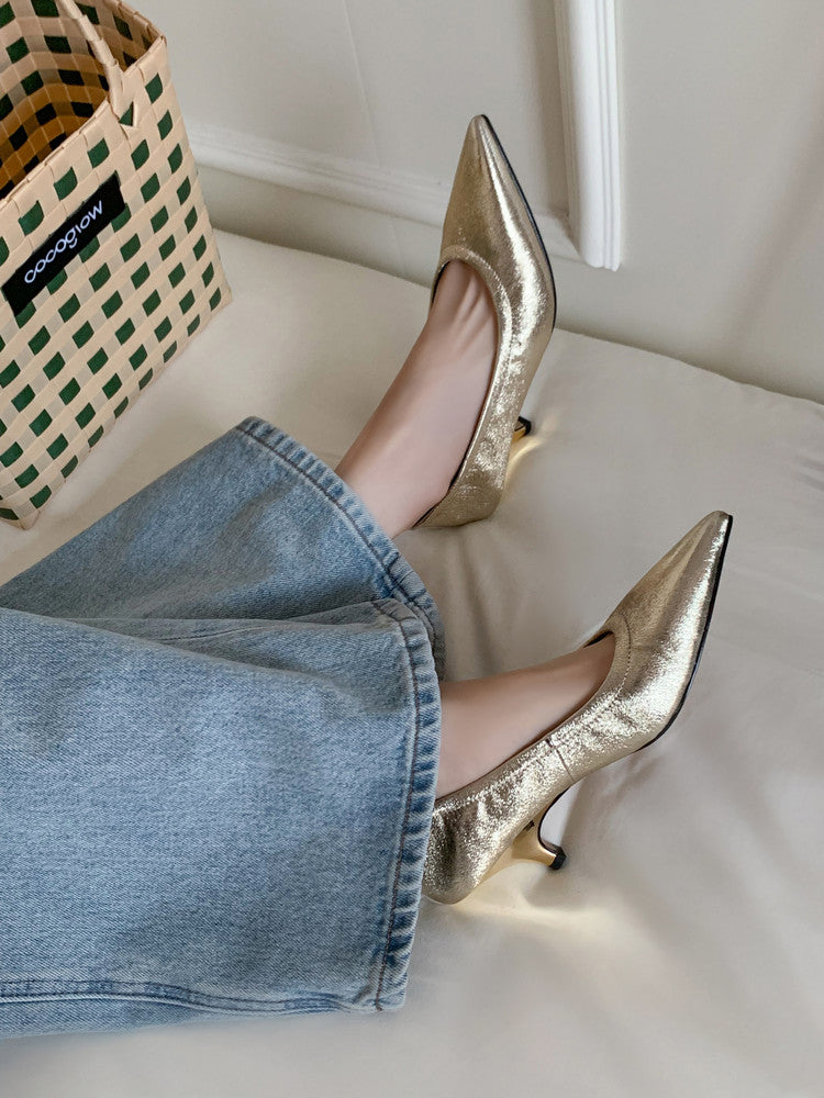 Karin Luna In Stock Spot Goods    Vintage Classic Style Shallow Mouth Single Shoes