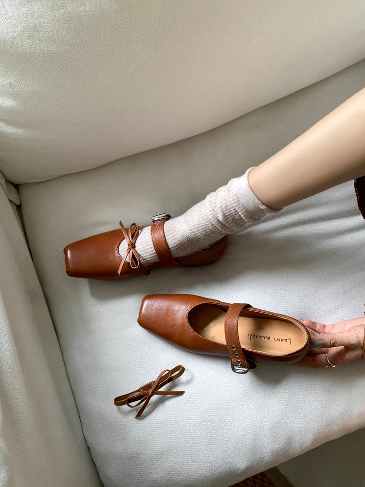 Karin Luna In Stock Spot Goods  Square Toe Internal Height Increase Detachable Bowknot