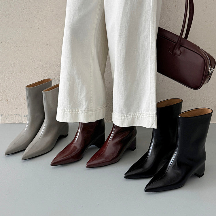 Karin Luna Elegant Pointed Toe Hidden Wedge Short Boots