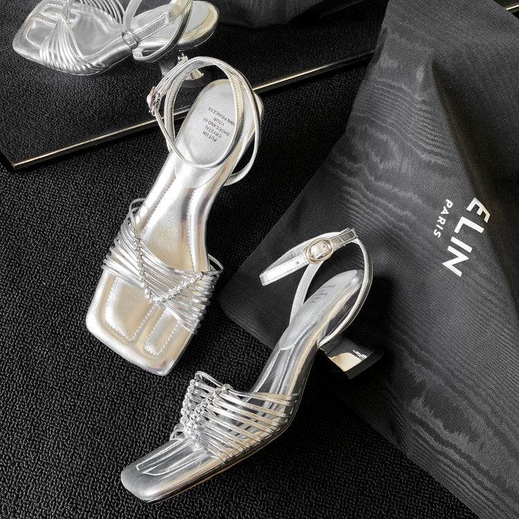 Karin Luna Data Hot Item  Comes with data plan included Hand-woven Square Toe Sofa Insoles Irregular Heel Sandals
