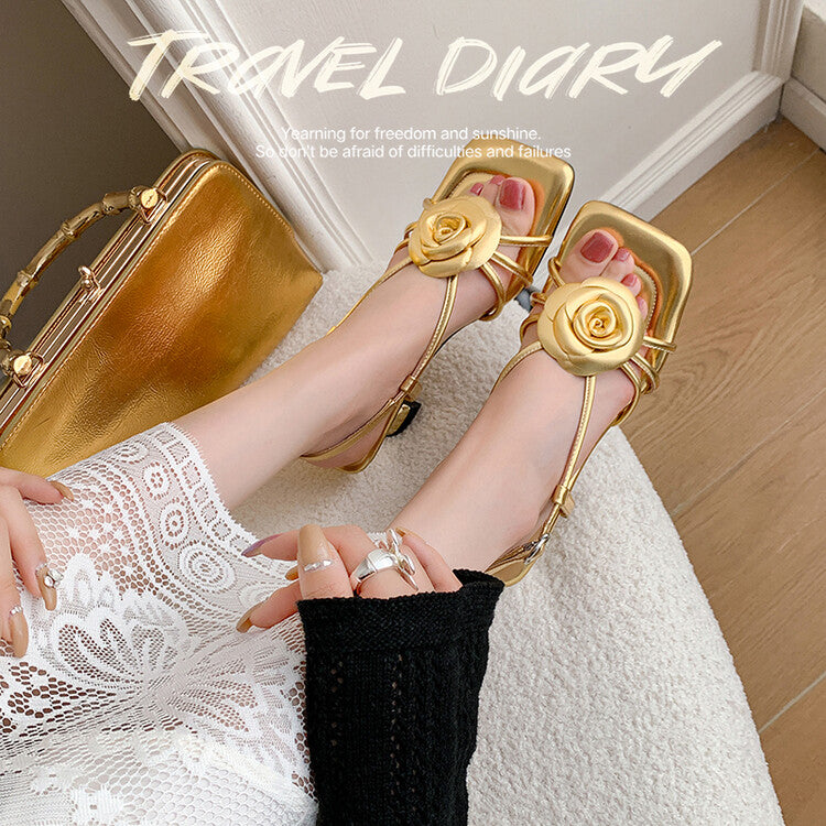 Karin Luna Exquisite Camellia ~French Retro Open-Toe Sandals