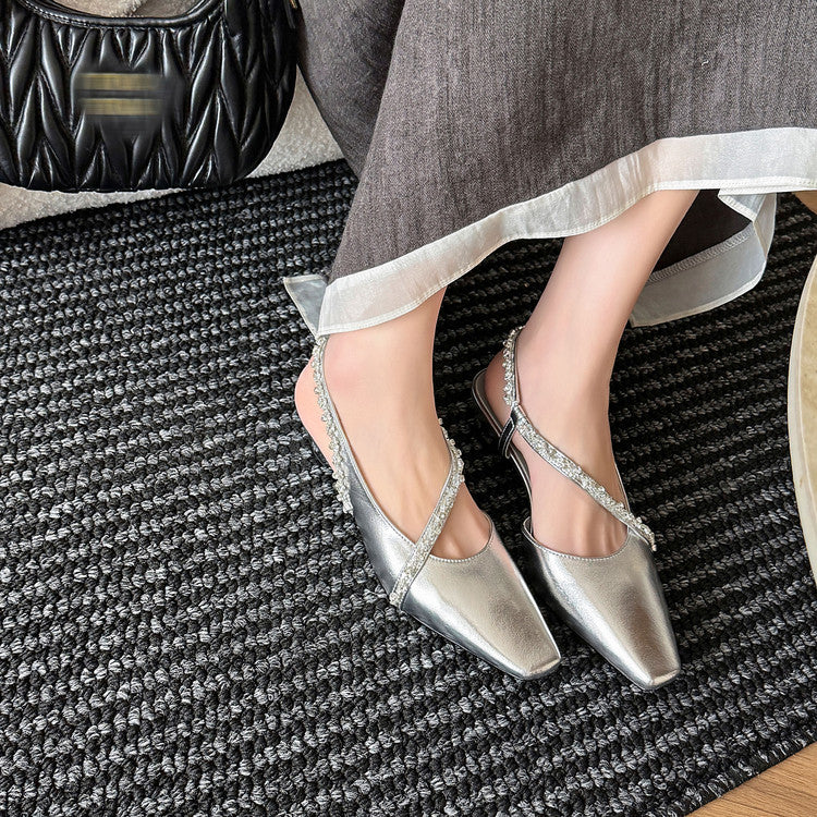 Karin Luna In Stock In Stock  Fresh Summer Vibes  Rhinestone Small Square Toe Elegant Closed-Toe Sandals
