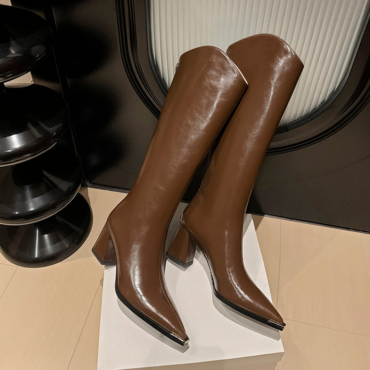 Karin Luna In Stock In-stock Pointed Toe Elegant High Heels v Slimming Effect Long Boots