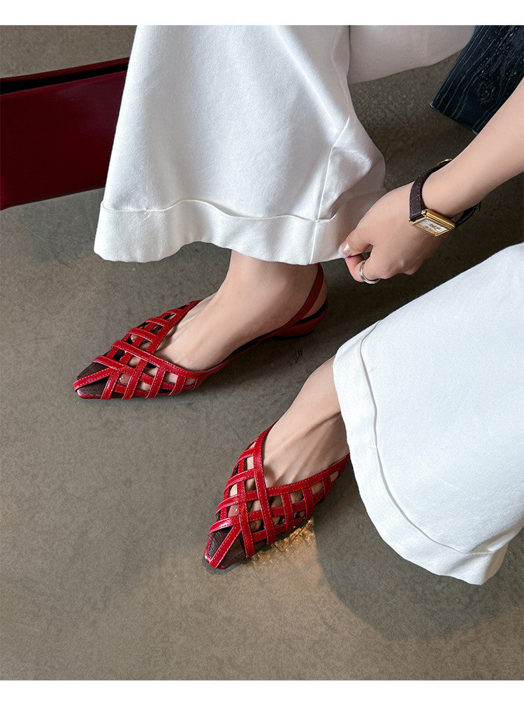 Karin Luna Braided Style ~Cross-woven Pointed Toe Closed-toe Sandals