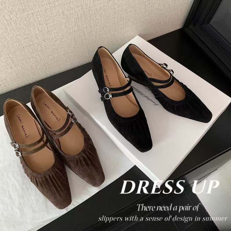 Karin Luna Full Leather Inside and Out Popular Element Amber Heel Elegant French Style Single Shoes