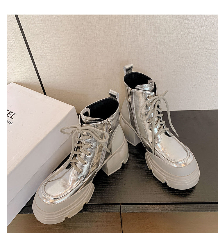 Karin Luna Casual Thick Sole Lace-up Short Boots