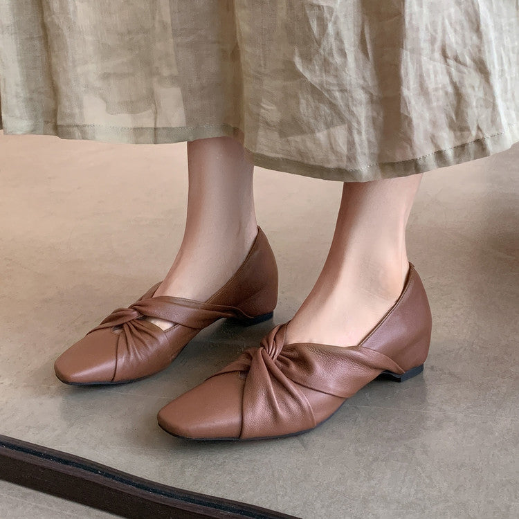 Karin Luna Cross Design Square Toe Hidden Wedge Shoes