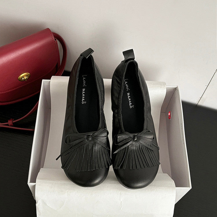 Karin Luna In Stock Spot Goods   Tassel Round Toe Hidden Wedge Mary Jane Shoes