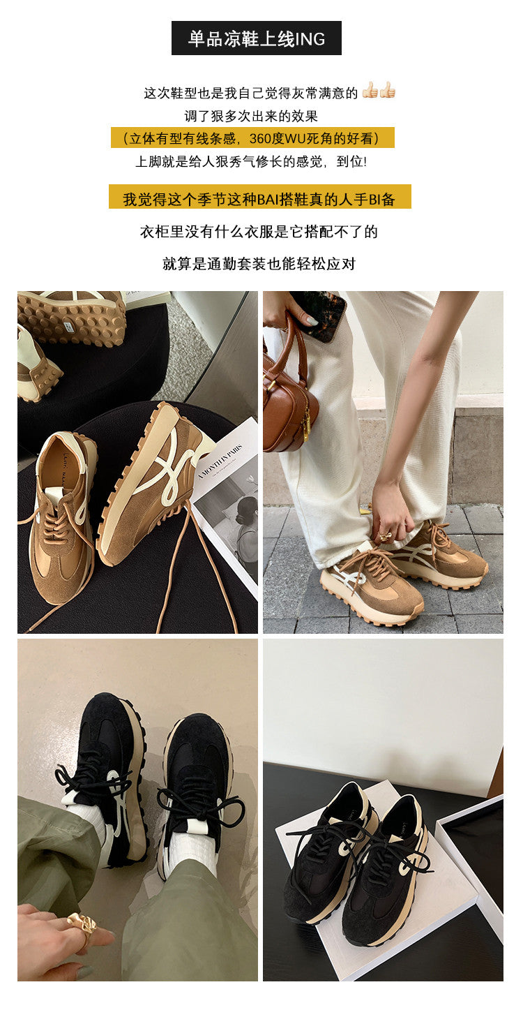 Karin Luna Casual Shoes Series~  In Stock Hot-Selling Versatile Lace-Up Thick-Soled Deep Mouth Single Shoes