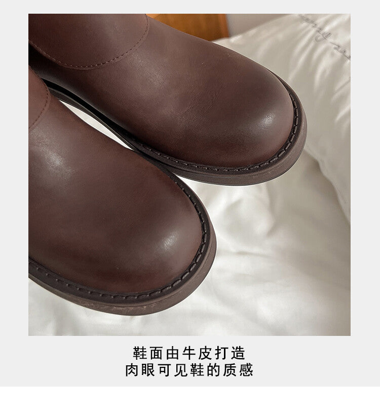 Karin Luna Belt Buckle Chunky Heel Fashion Short Boots