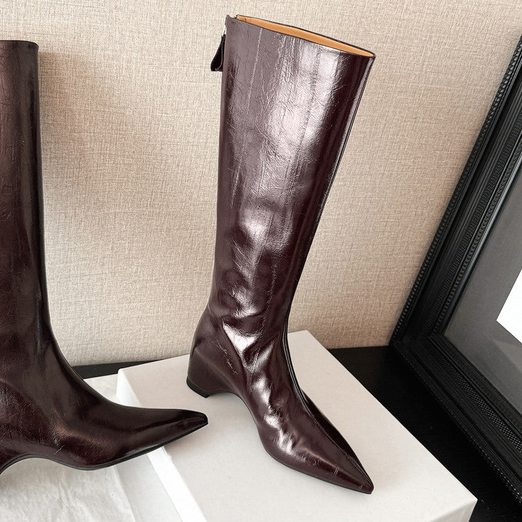 Karin Luna Elegant Style Pointed Toe Internal Height Increase Long Boots
