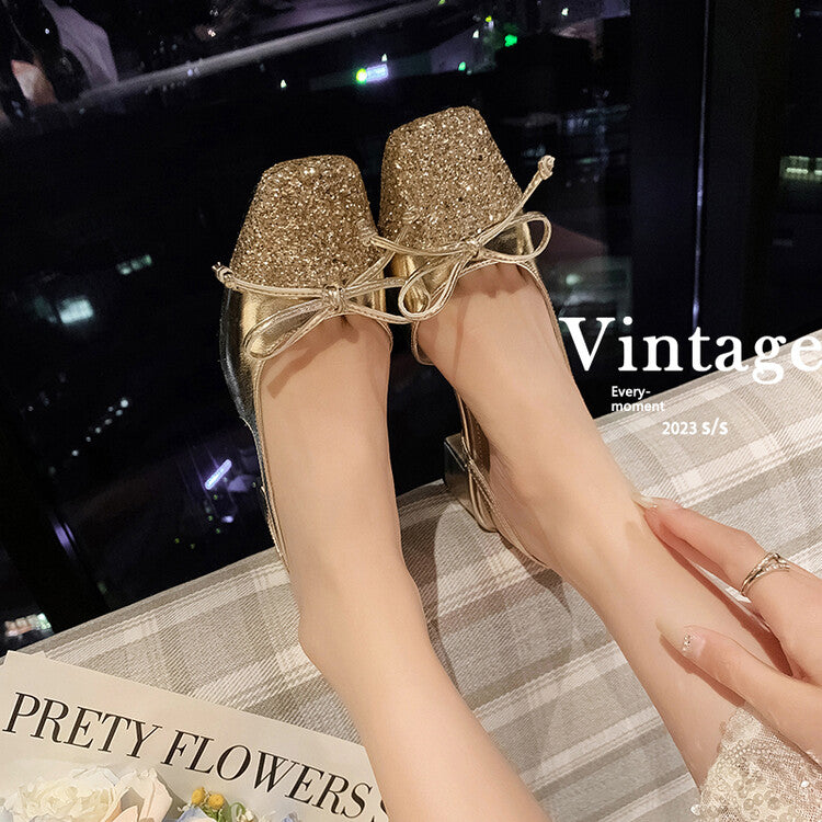 Karin Luna In Stock Spot Goods  Square Head Butterfly Knot Square Toe Unique Gretel Sandals