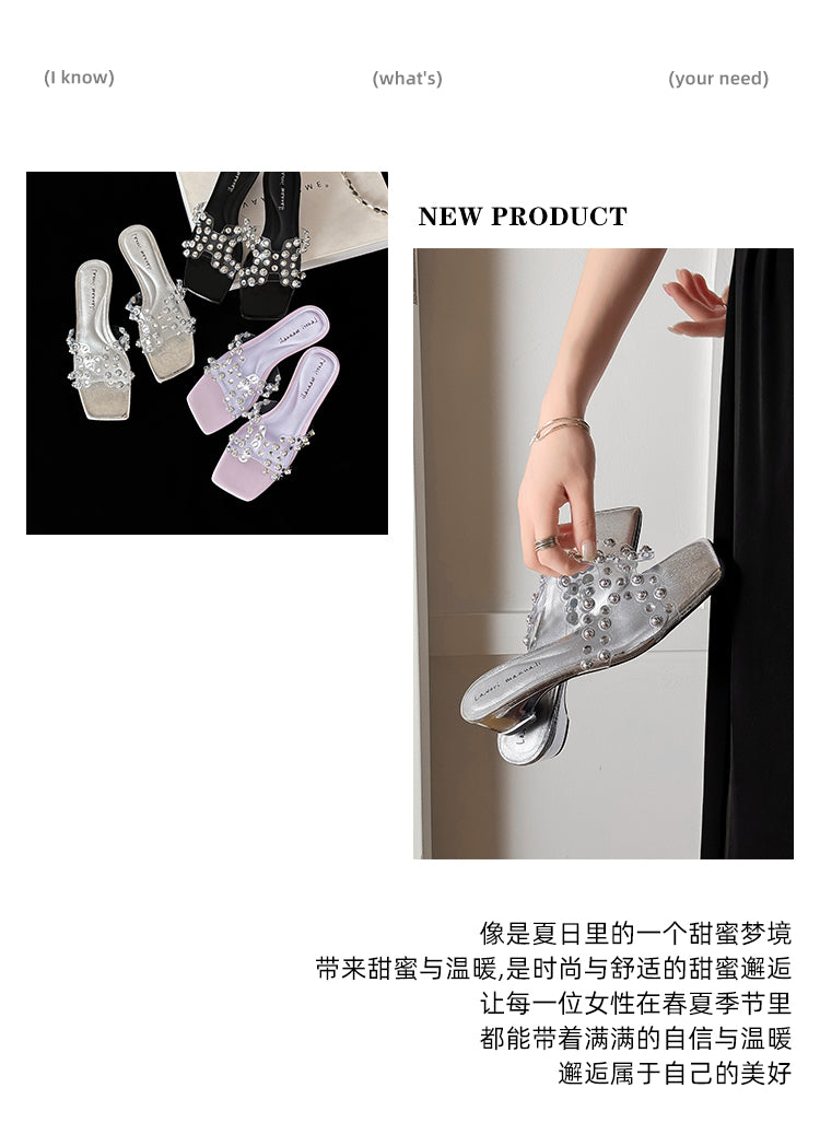Karin Luna In Stock Spot Goods Classic versatile transparent sequin slippers