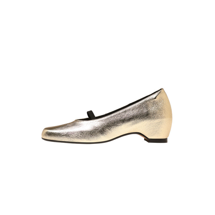 Karin Luna In Stock Spot Goods    Retro Elastic Band Chunky Heel Single Shoes