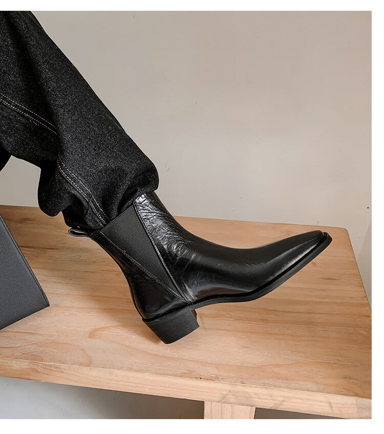 Karin Luna In Stock In stock   Classic first-layer cowhide Chelsea elastic ankle boots