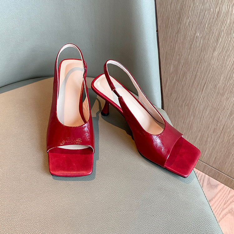 Karin Luna Classic Style Square Toe Open Toe French Retro Sandals