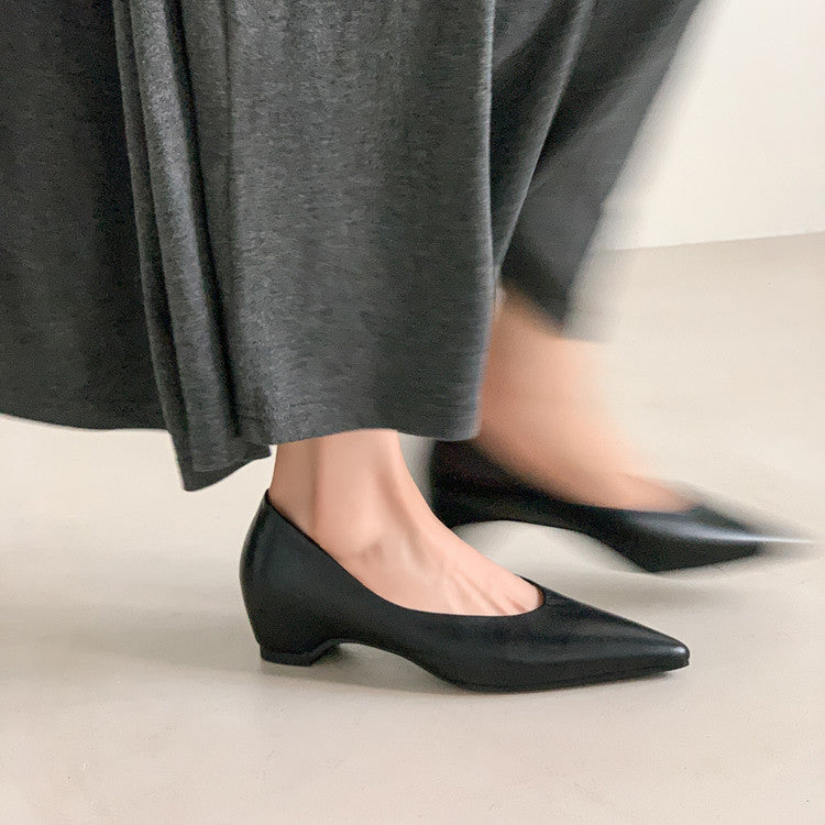 Karin Luna Full Layer Inside and Out~Basic Versatile Retro French Pointed Toe Irregular Heel Single Shoes