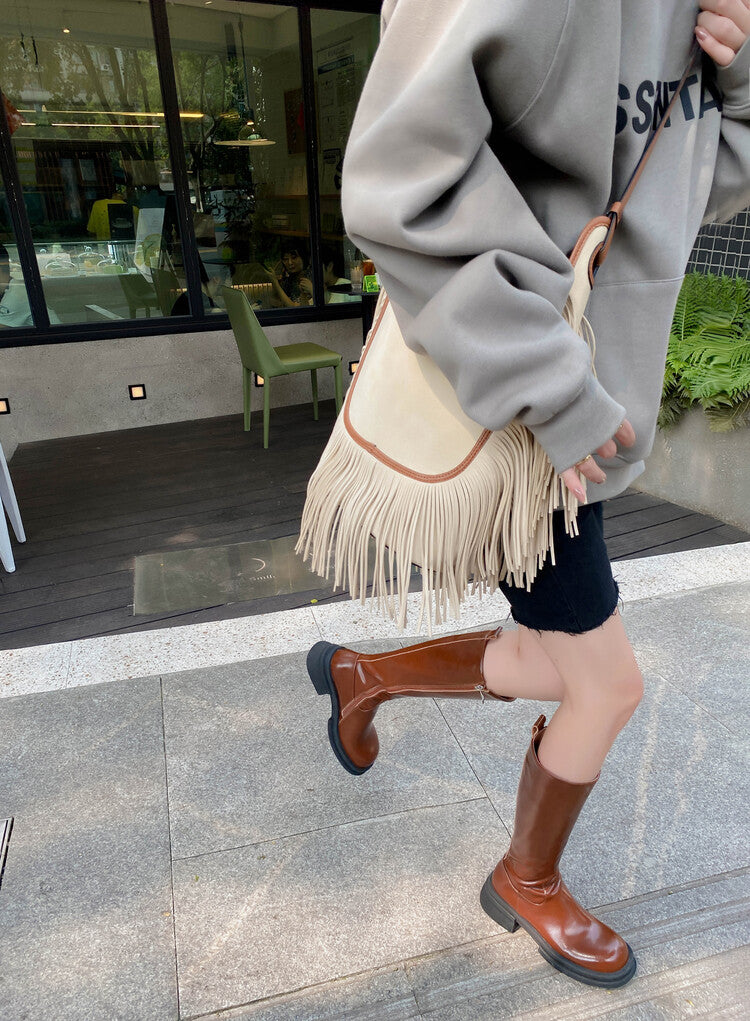 Karin Luna In Stock Spot Goods  Always in stock  Classic Basic Style Round Toe Thick Sole Knight Boots