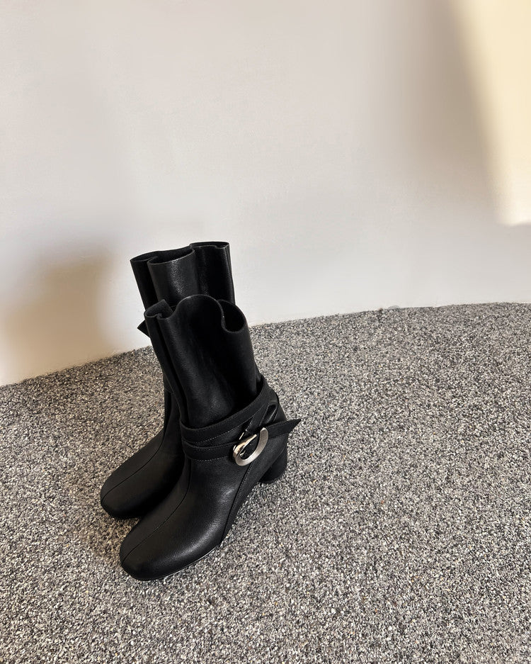 Karin Luna In Stock Spot Goods  Belt Buckle High Heel Large Tube Small Short Boots