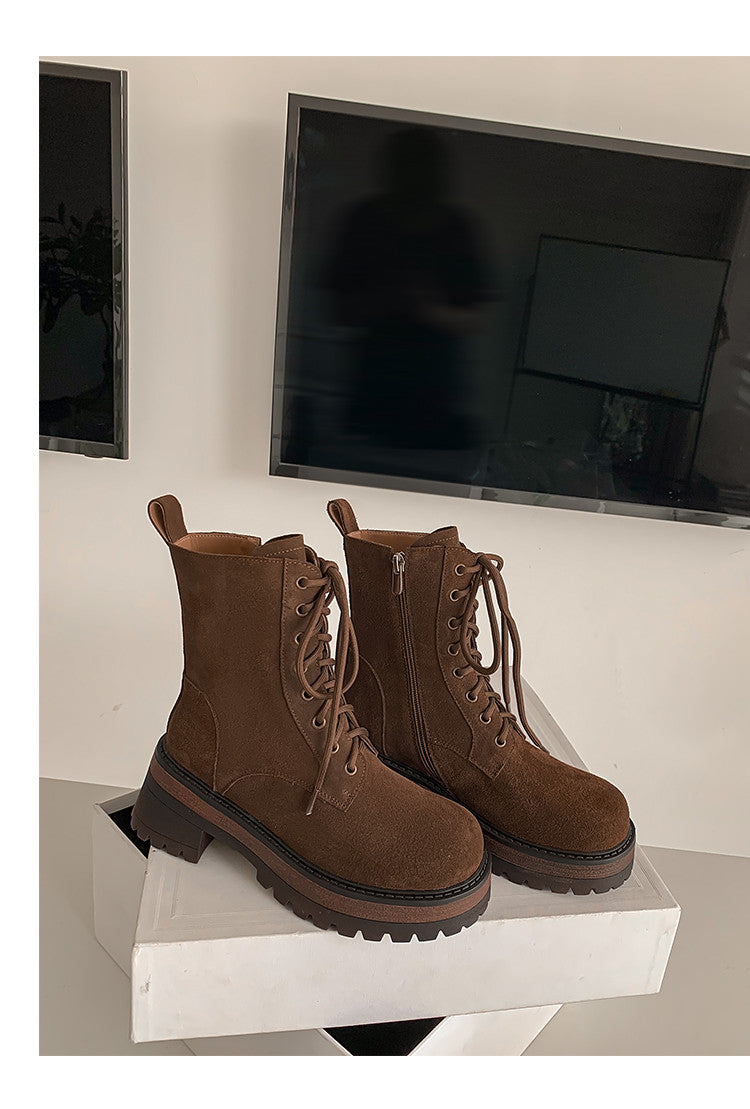 Karin Luna In Stock Casual style thin strap round toe suede ankle boots
