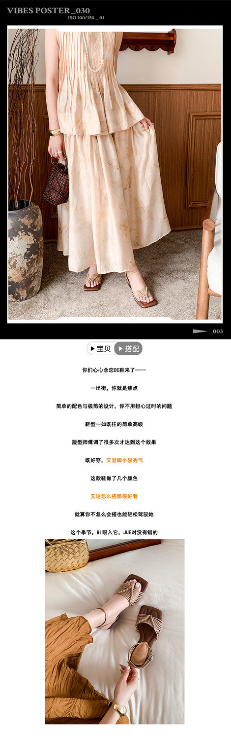 Karin Luna Data Hot Item  Comes with data plan included Hand-woven Square Toe Sofa Insoles Irregular Heel Sandals