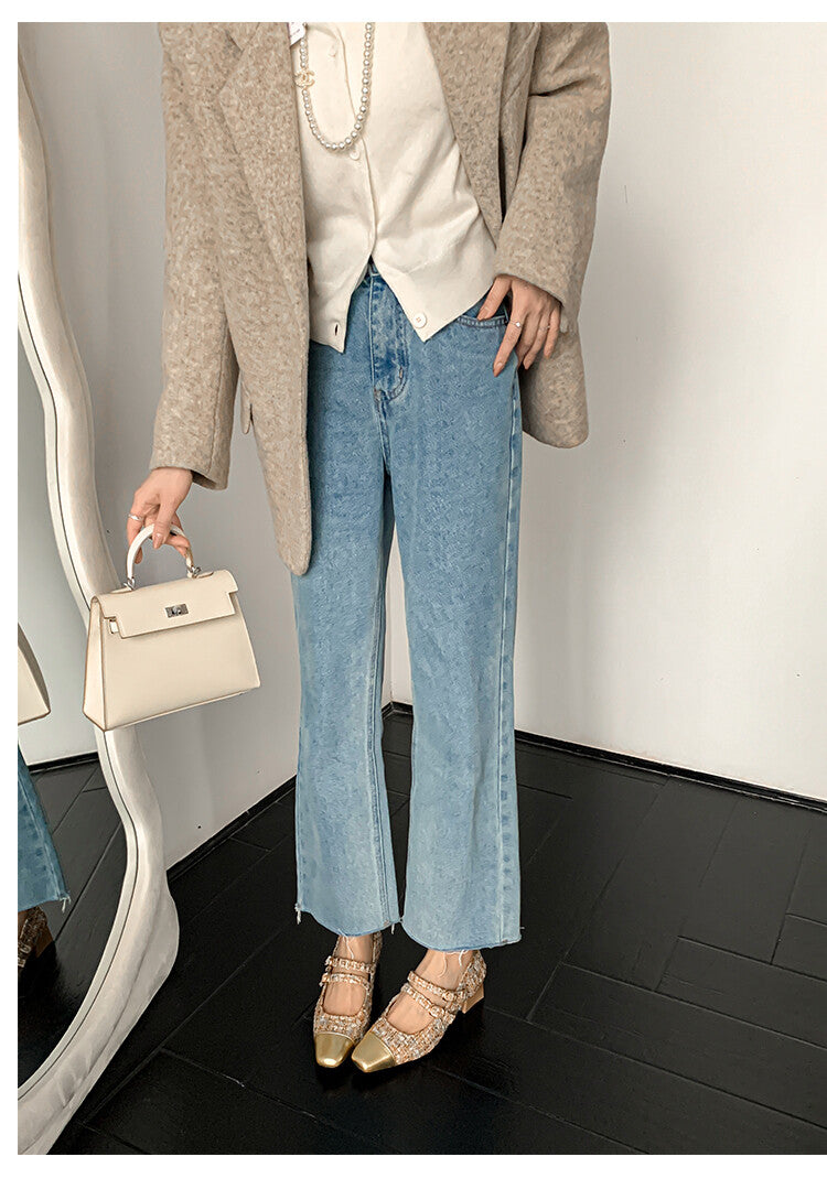 Karin Luna Classic Chanel Style~ Tweed Spring Limit Square Toe Chunky Heel Mary Jane Strap Single Shoes